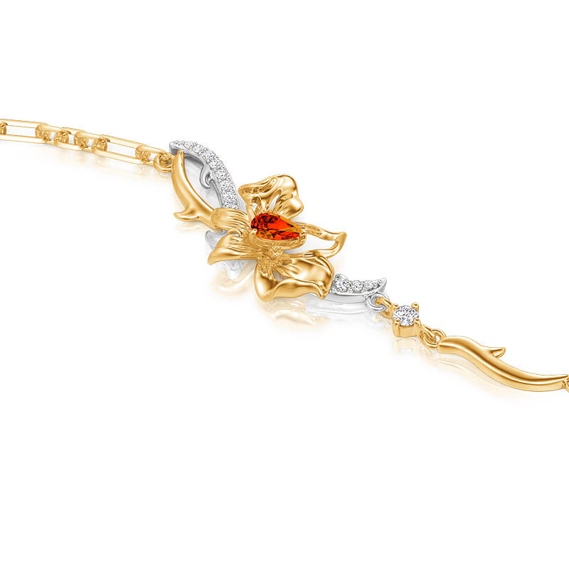 Jeulia x Leyla "Floral of Thorns" Tvåfärgad Twist Blomma Armband i Sterling Silver