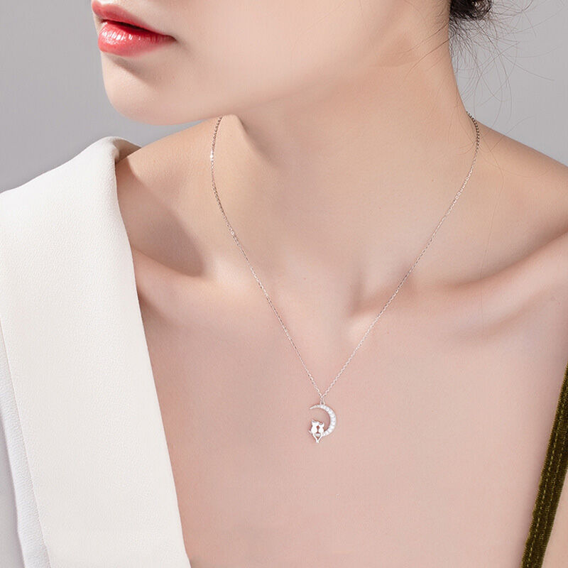 Jeulia Collier Mode Chat et Lune Argent Sterling