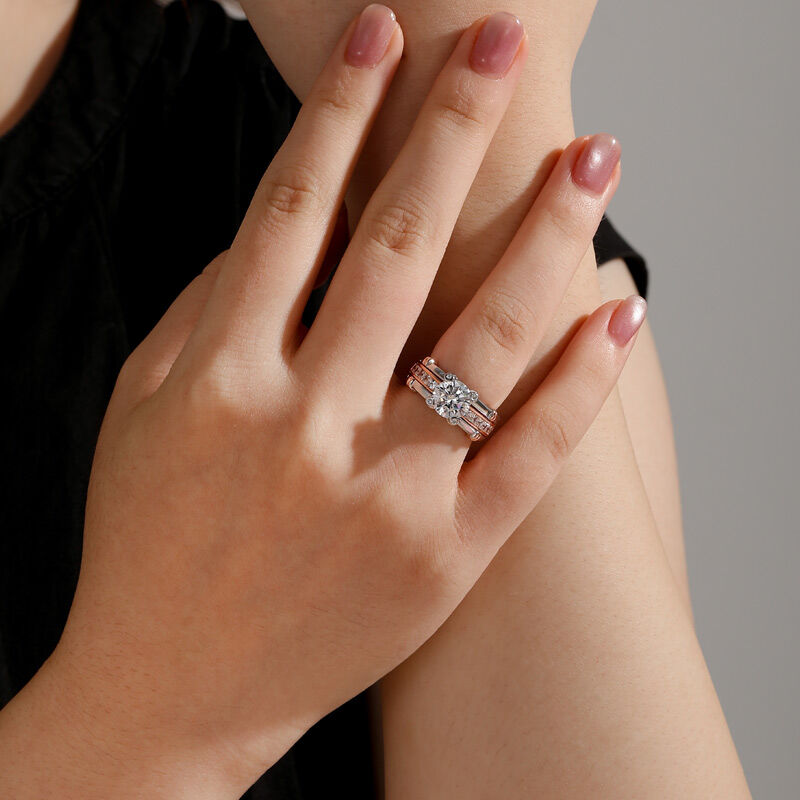 Jeulia Knot Round Cut Sterling Silver Interchangeable Ring Set
