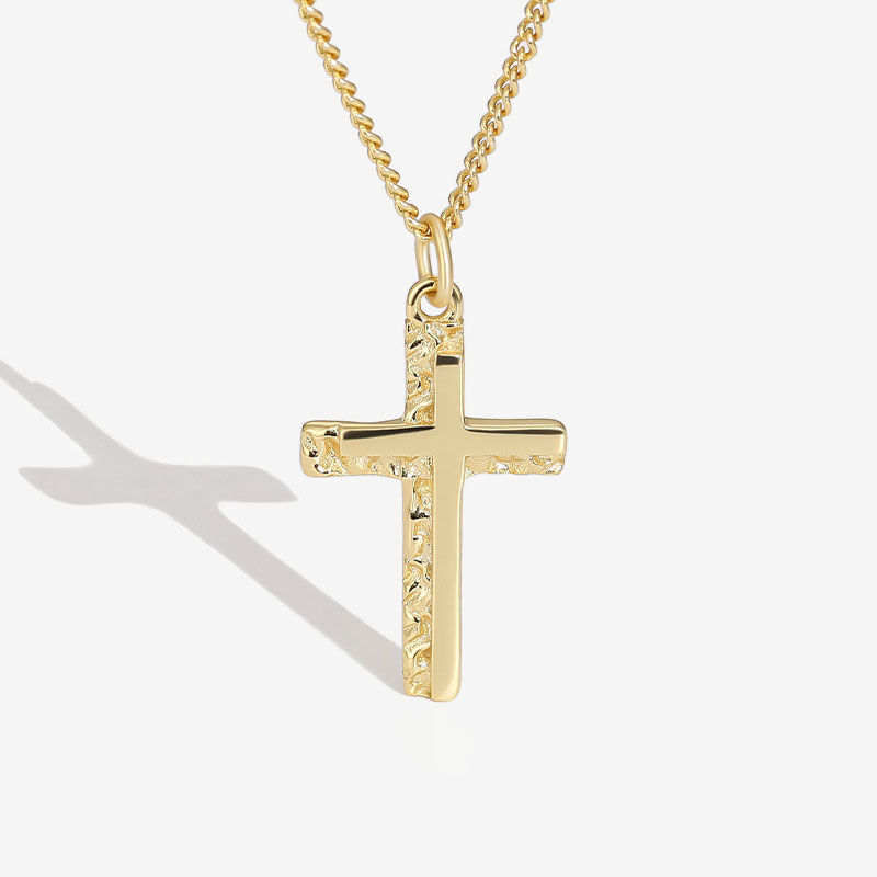 Jeulia Follow Jesus Textured Cross Sterling Silver Necklace