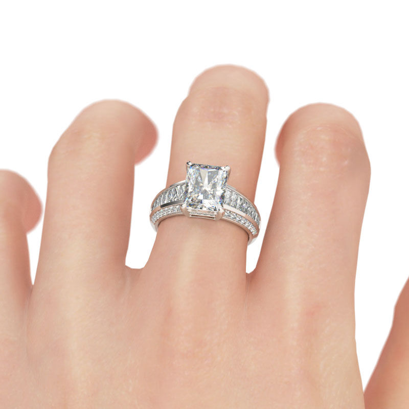 Jeulia Classic Radiant Cut Sterling Silver Ring