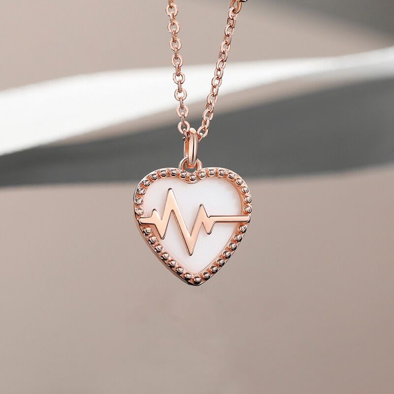 Jeulia "Unbreakable Heart" Ceramic Sterling Silver Necklace