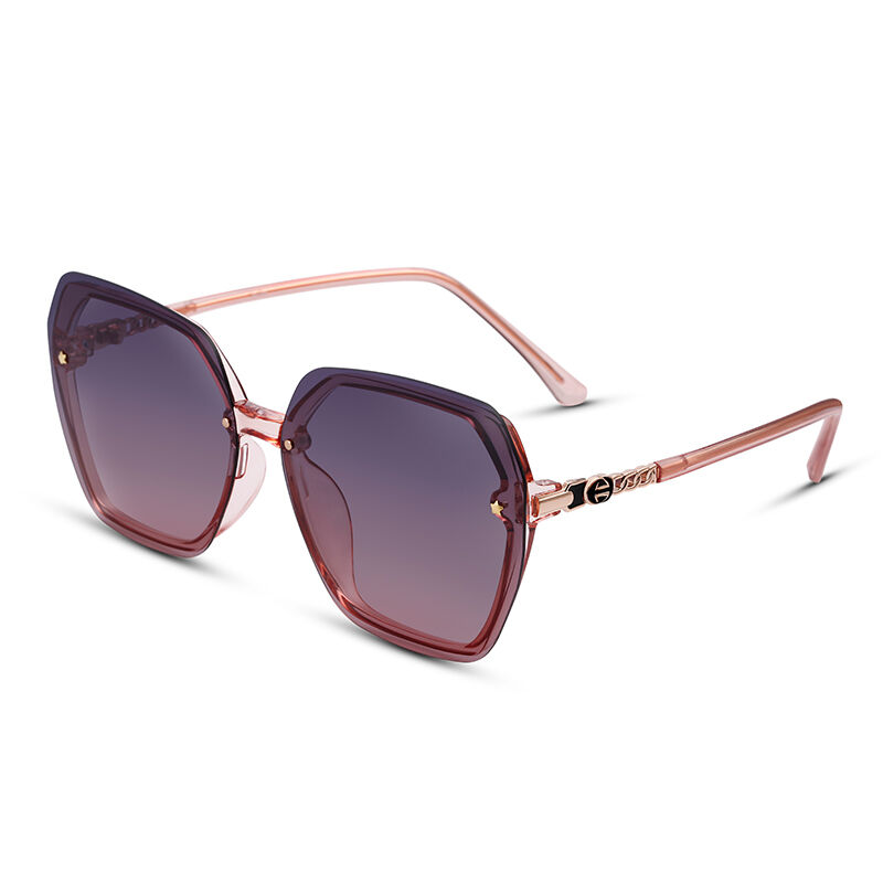 "Shining Star" Sechseckige Sonnenbrille mit lila-rosa Farbverlauf für Damen