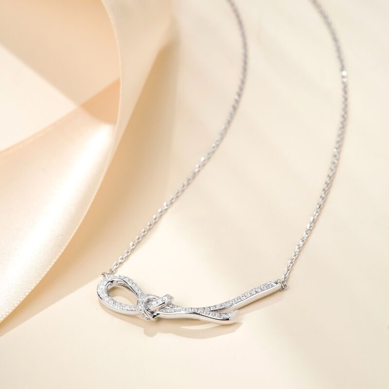 Jeulia Collar de Plata de Ley de Mujer con Cinta Nudo Diseño de Moda