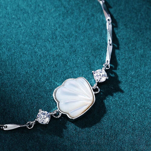 Jeulia Mother Of Pearl Ocean Shell Sterling Silver Bracelet