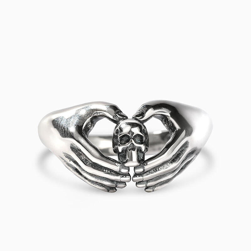 Jeulia "Claddagh" Totenkopf Design Sterling Silber Ring