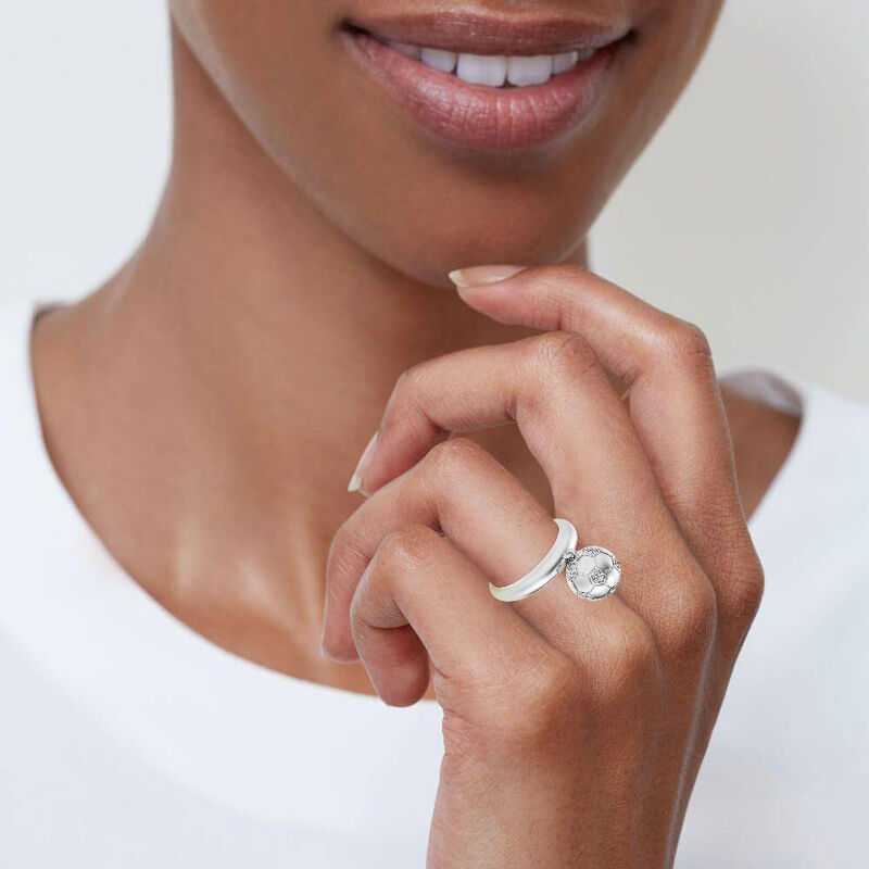 Jeulia "I Love Football" Sterling Silver Dangle Ring