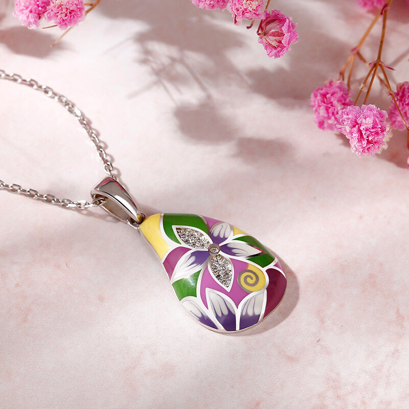 Jeulia "Brighten Your Day" Enamel Sterling Silver Necklace