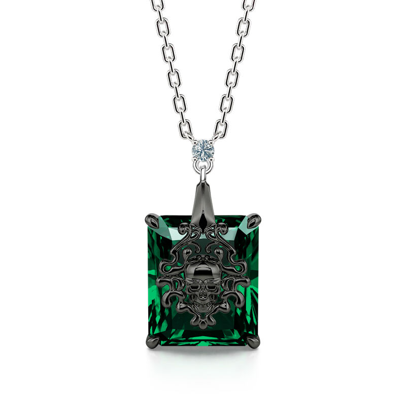 Jeulia "Phantom" Skull Emerald Cut Sterling Silver Jewelry Set