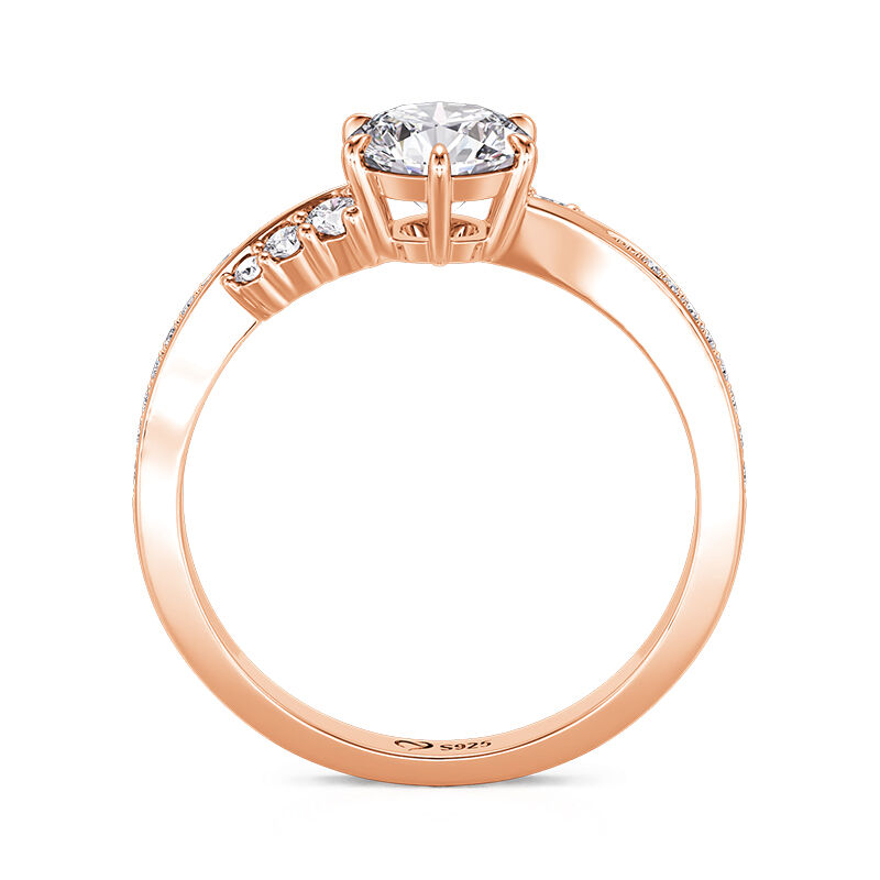 Jeulia Bague Promesse Design Twist Coupe Ronde Simple en Or Rose