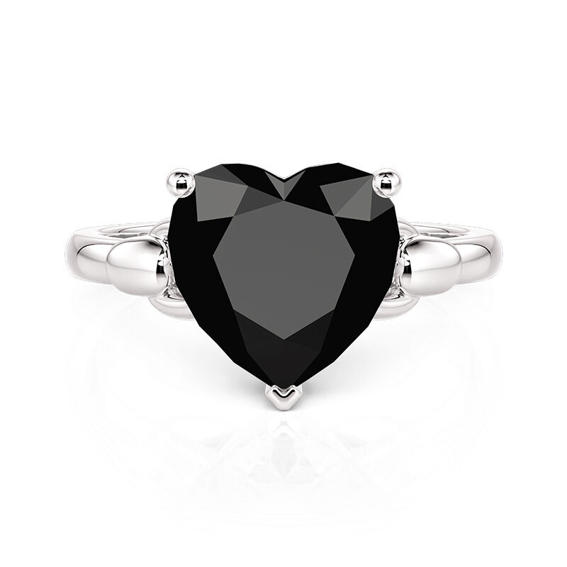Jeulia Anillo de Compromiso Solitario Corazón Negro con Cadena Simple
