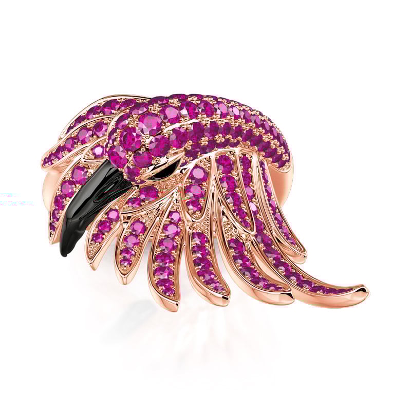 Jeulia "Fiery Passion" Flamingo Design Sterling Silver Ring