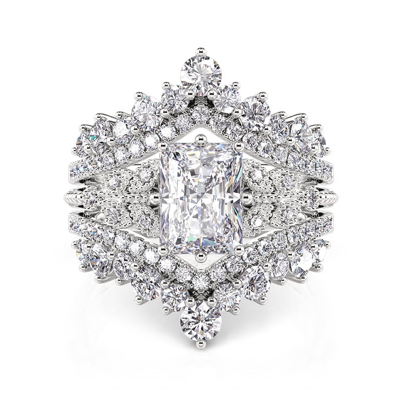 Jeulia Interchangeable Butterfly Eternity Ring Set Radiant Cut Sterling Silver