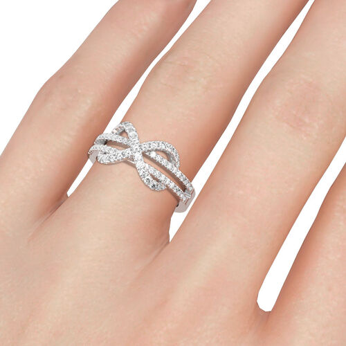Jeulia Twist Infinity Round Cut Sterling Silver Women's Band