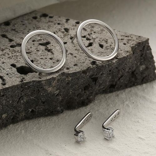 Jeulia Simple Circle Round Cut Sterling Silver Ear Jackets