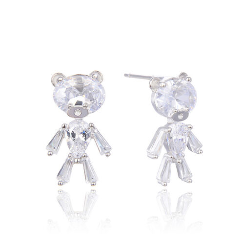 Jeulia Adorable Bear Sterling Silver Earrings