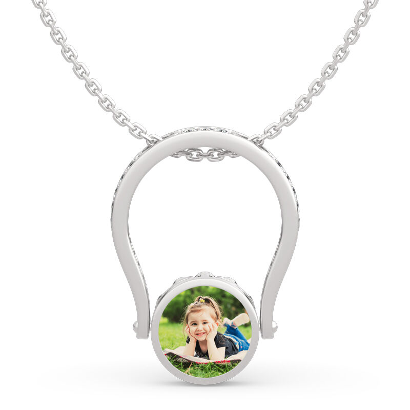 Jeulia "Childish Power" Solros Sterling Silver Personlig Fotoring (Med En Gratis Kedja)