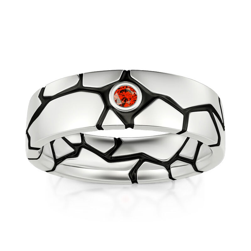 جوليا خاتم رجالي من الفضة الإسترليني من الحجر الأحمر بتصميم متصدع
