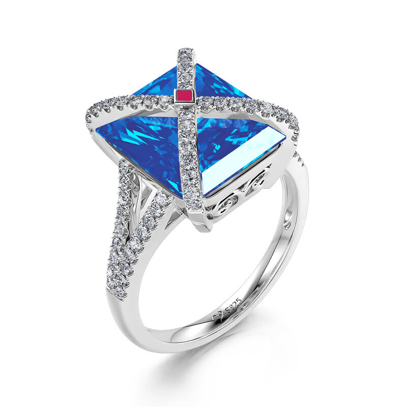 Jeulia "Precious Gift" Radiant Cut Sterling Silver Ring