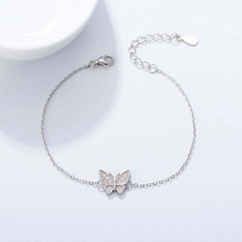 Jeulia Sweet Butterfly Sterling Silver Bracelet