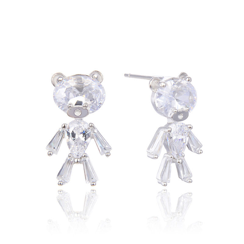 Jeulia Adorable Bear Sterling Silver Earrings