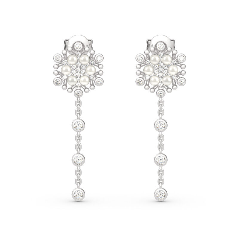 Jeulia Snowflake Cultured Pearl Sterling Silver Earrings