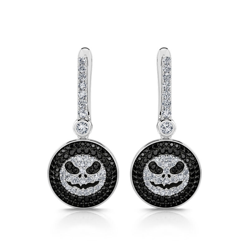 Jeulia "Pumpkin King" Skull Design Sterling Silver Drop Earrings