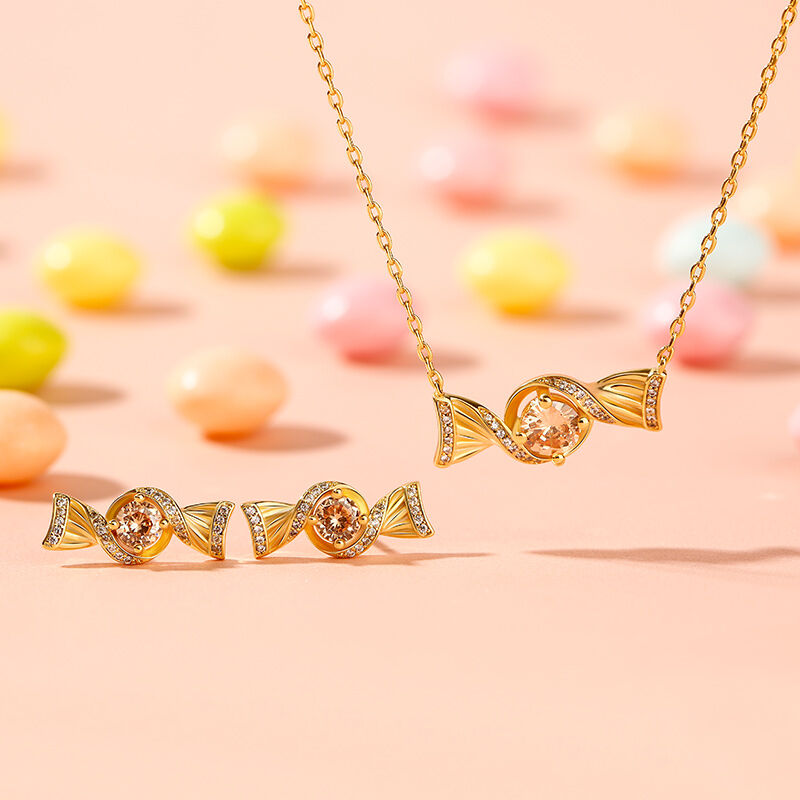 Jeulia "Sweets for My Sweet" Candy Round Cut Sterling Silver Jewelry Set