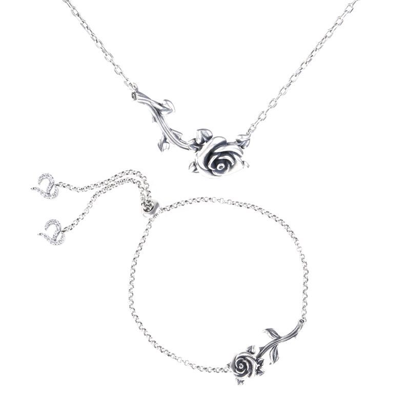 Jeulia Rose Branch Sterling Silver Jewelry Set