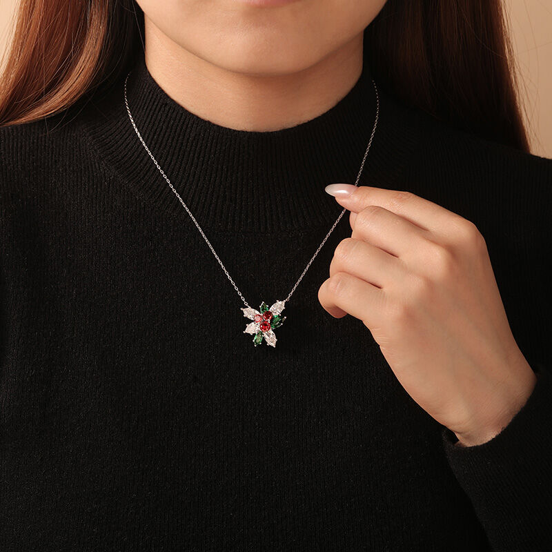 Jeulia Holly Leaf Necklace for Christmas Sterling Silver