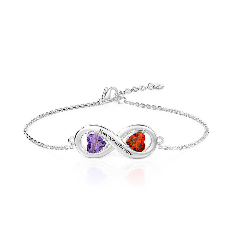 Jeulia Bracelet Personnalisé Cœur Infini avec Gravure en Argent Sterling