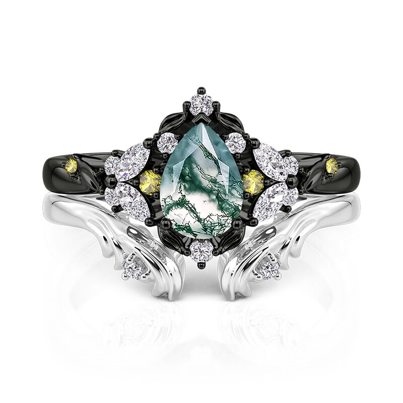 Jeulia Midsummer Night Mysterisk Skog Moss Agat Ringset