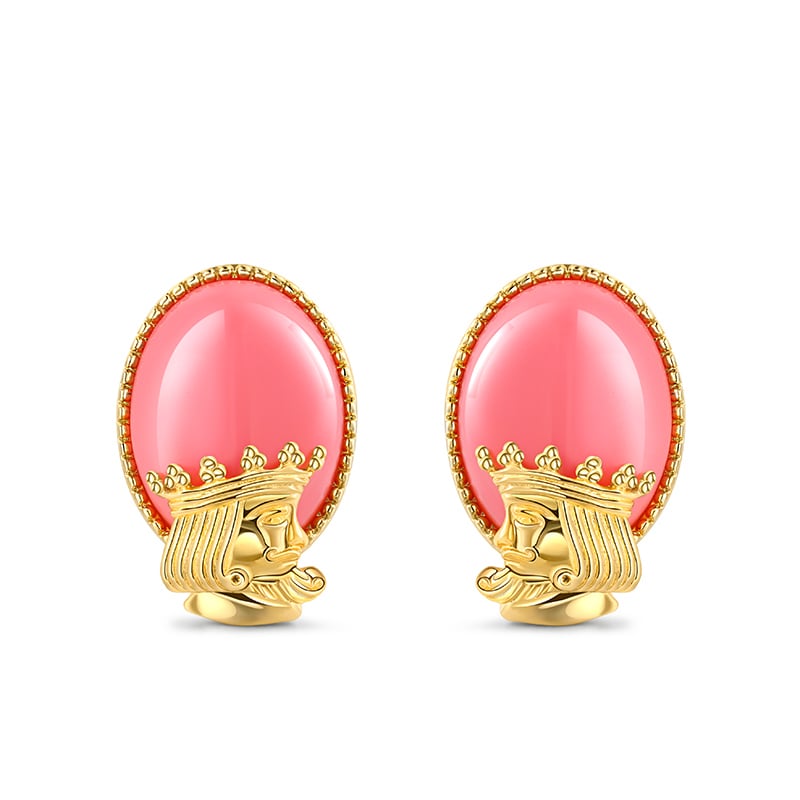 Jeulia "Secret Kingdom" Oval Cut Artificial Red Coral Sterling Silver Stud Earrings