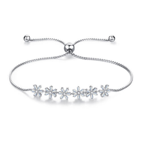 Jeulia Fancy Snowflake Emerald Cut Sterling Silver Bracelet