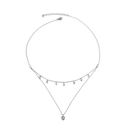 Jeulia "Delicate Shine" Sterling Silver Layered Necklace