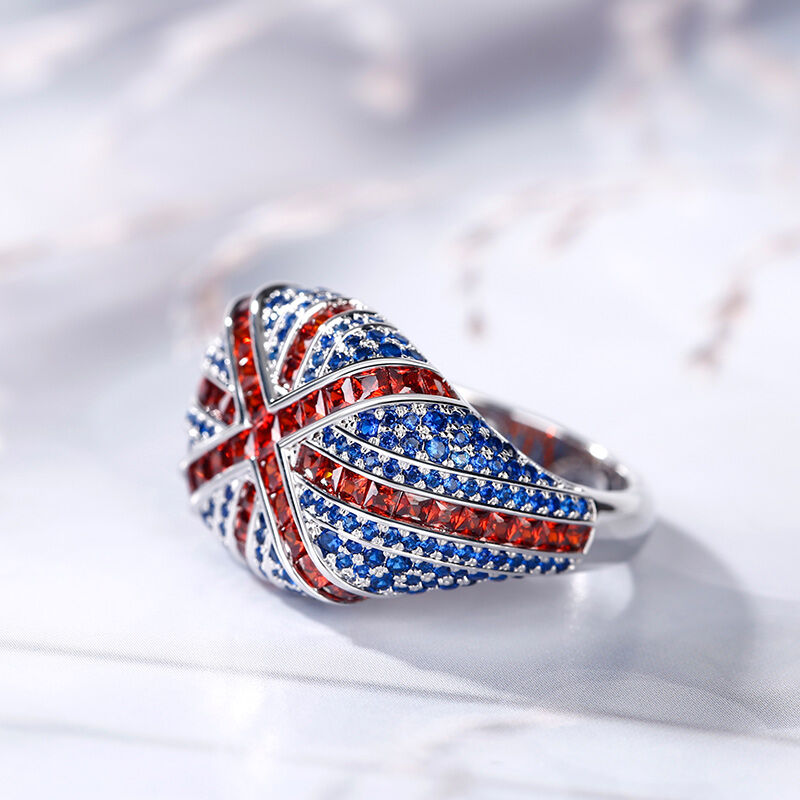 Jeulia " Najlepsze Wspomnienia w Wielkiej Brytanii" Pierścionek Srebrny z Flagą Brytyjską