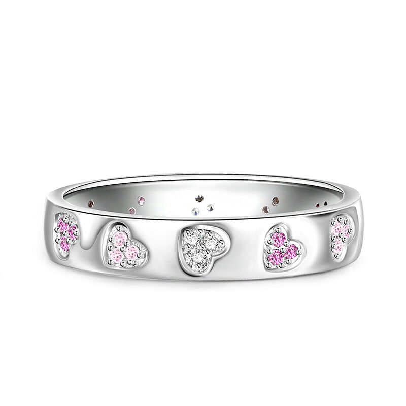 Jeulia "Beating Heart" Women's Band Inlaid Sterling Silver