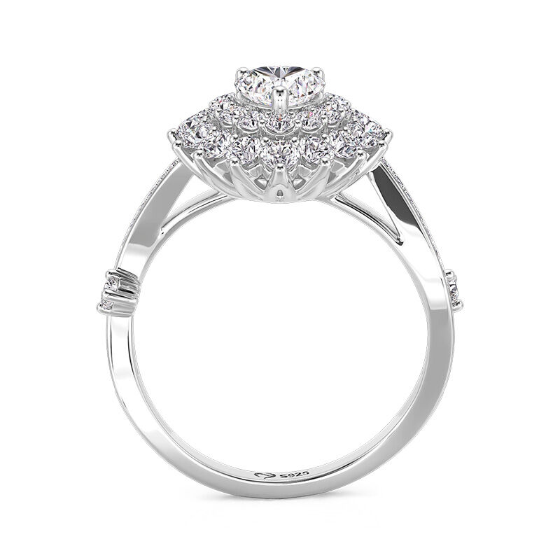 Jeulia Anello di Promessa Cuore Doppio Alone con Torsione in Argento Sterling
