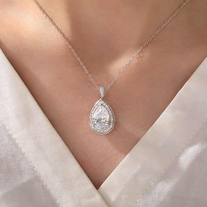 Jeulia Anillo de Compromiso Uso Dual Halo Remolino Corte Pera