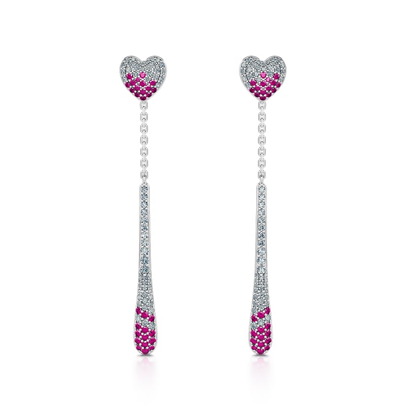 Jeulia "Charm Poker" Heart-Shaped Sterling Silver Drop Earrings