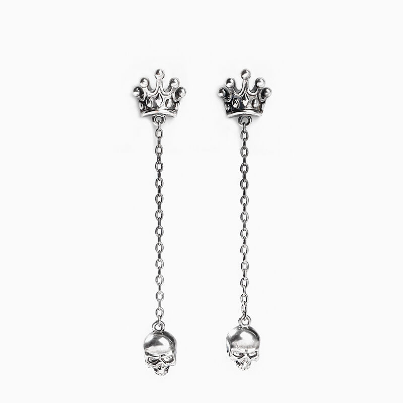 Jeulia Crown & Skull Sterling Silver Drop Earrings