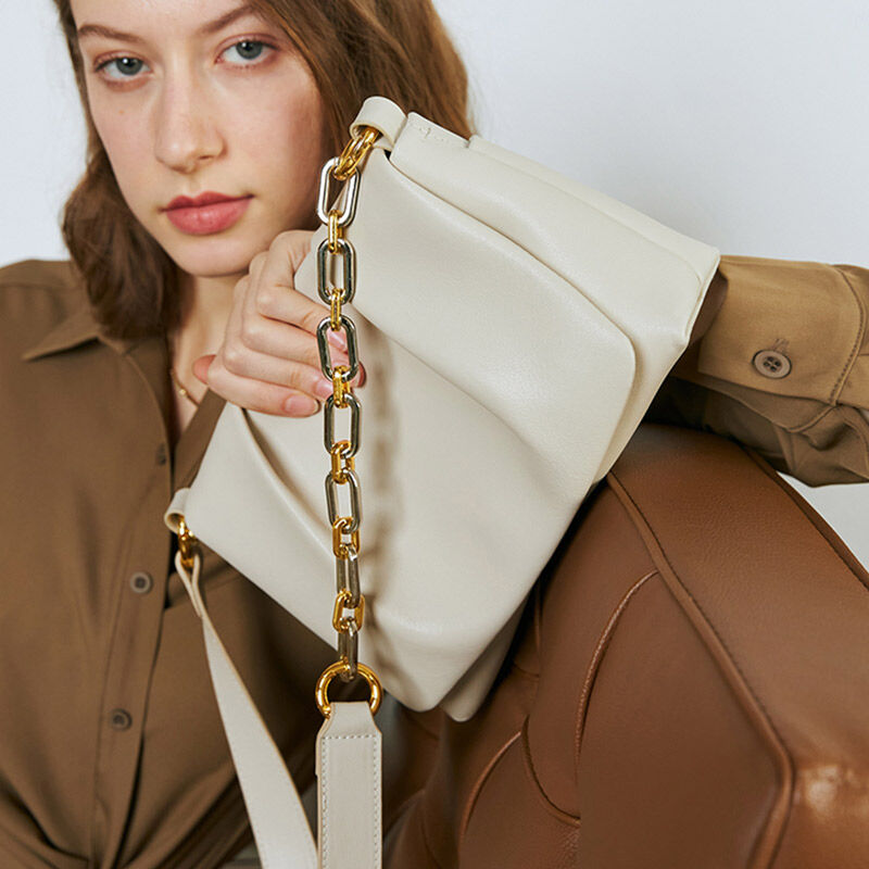Jeulia Ruched Chain Strap Baguette Shoulder Bag