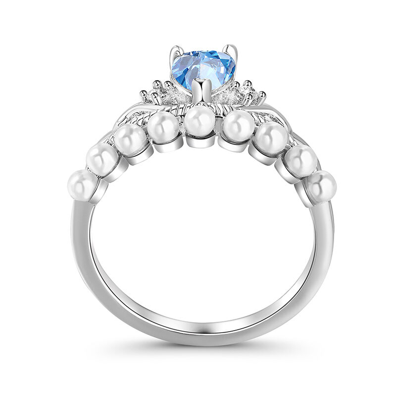 Jeulia White Pearl Mermaid Aquamarine Pear Engagement Ring Sterling Silver