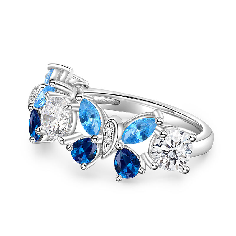 Jeulia "Stilly Beauty" Blue Butterfly Ring Sterling Silver