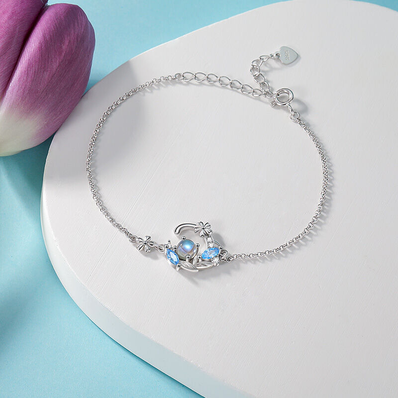 Jeulia Fantasy Flower Bracelets Moonstone Sterling Silver