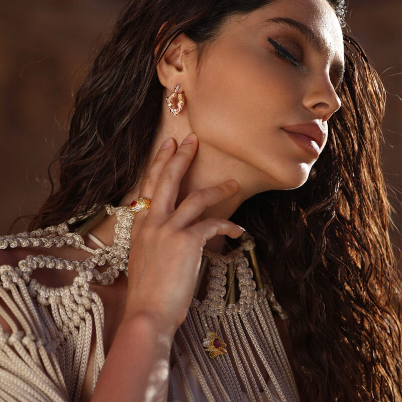 Jeulia x Leyla “Sunset Desert” Rose Gold Irregular Drop Earrings Sterling Silver