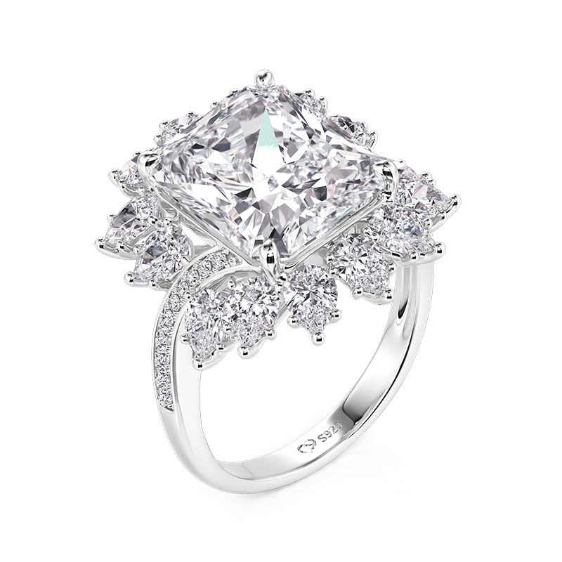 Jeulia Vintage Halo Twist Radiant Cut Engagement Ring