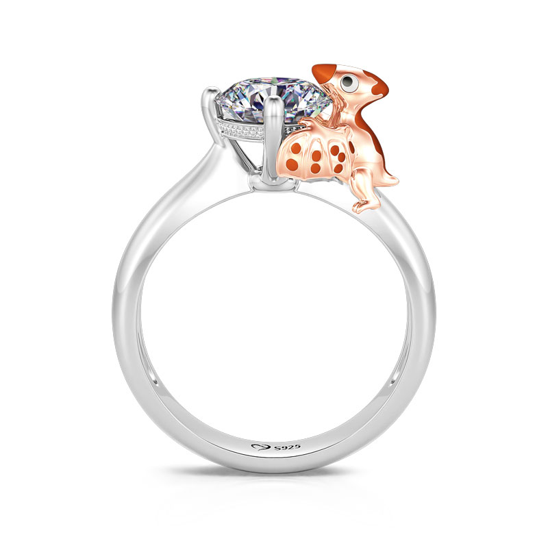 Jeulia Hug Me "My Playmate" Pterodactyl Round Cut Sterling Silver Ring