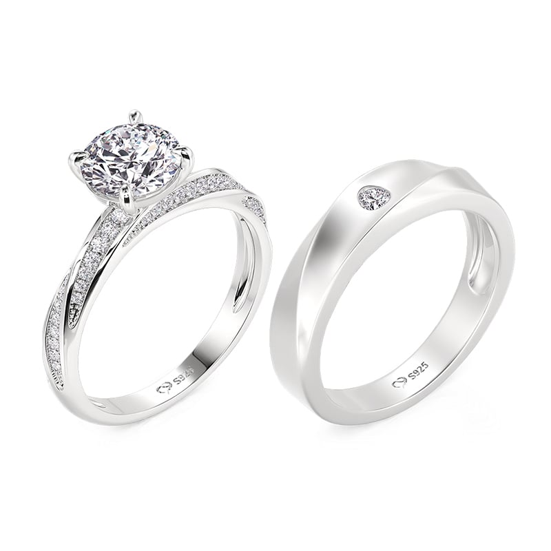 Jeulia Classic Eternity Knot Couple Rings