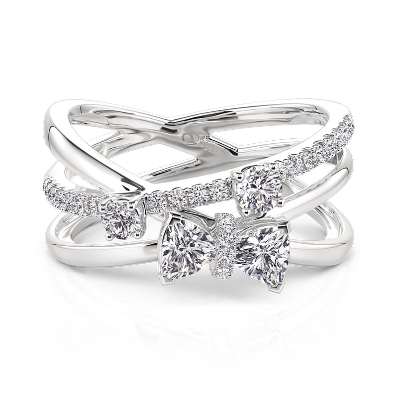 Jeulia Fashion Bow Twist Interlocking Ring